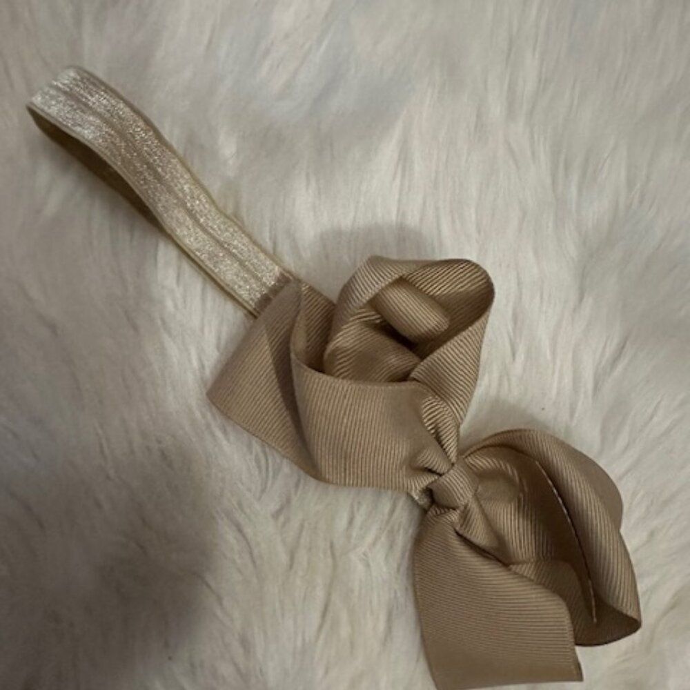 Light Brown 4" Boutique Bow on FOE Headband  7823  Handmade NWT Boutique